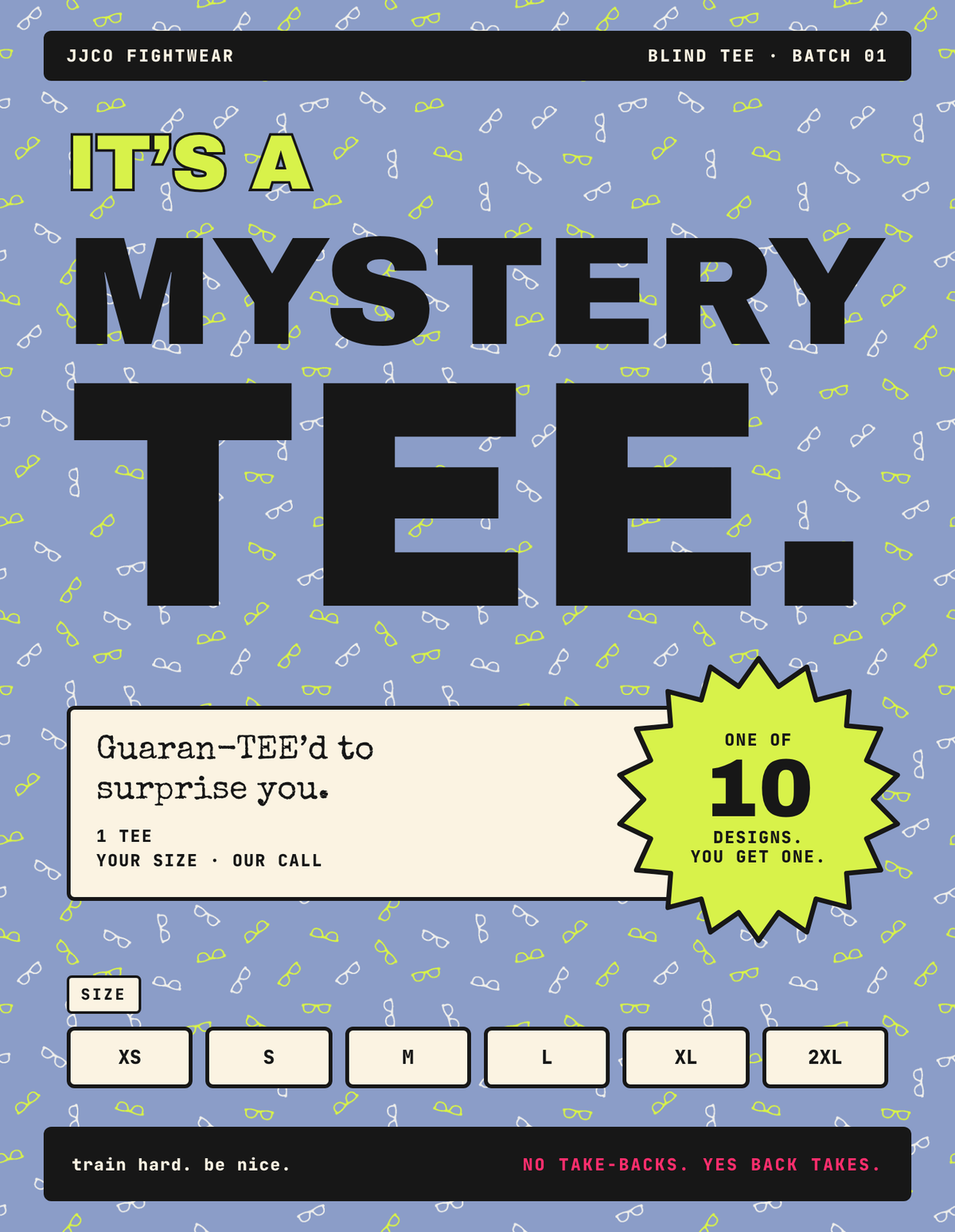 Mystery Tee blind tee bag, front